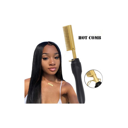 “Peigne chauffant lissant – cheveux soyeux en 5 min