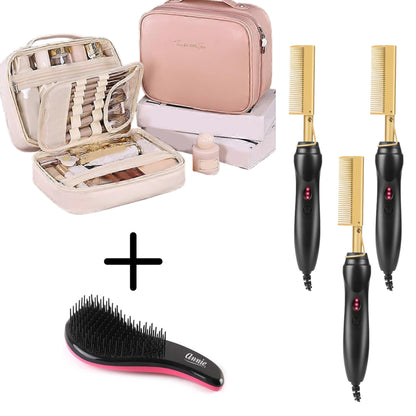 “Peigne chauffant lissant – cheveux soyeux en 5 min