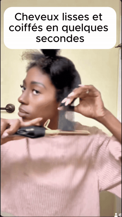 “Peigne chauffant lissant – cheveux soyeux en 5 min